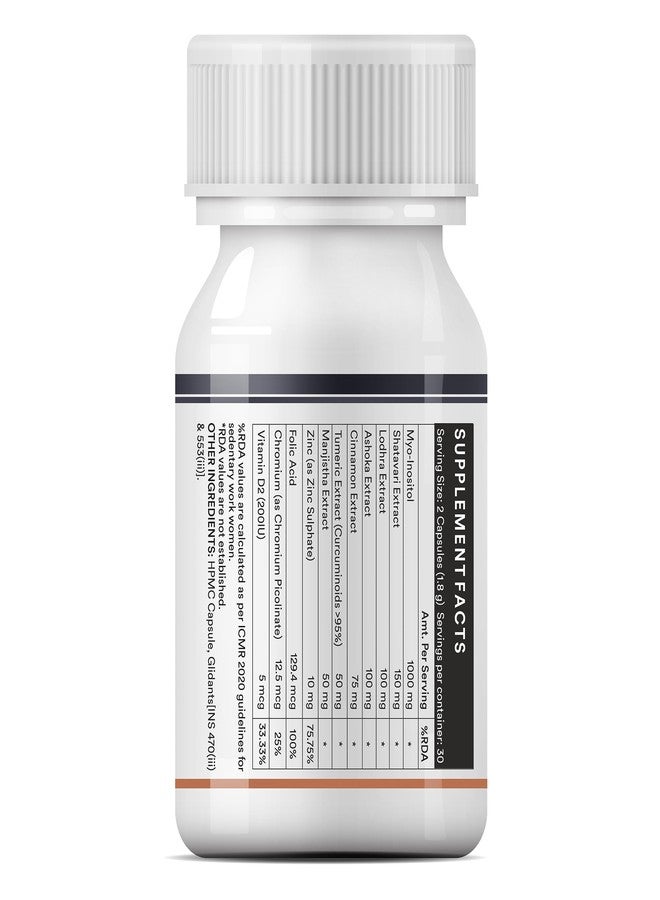 INLIFE Myo Inositol Supplement | Shatavari, Zinc, Folic Acid Chromium, Vitamin D | Balance For Women - 60 Vegetarian Capsules (Pack of 1) - Image 5