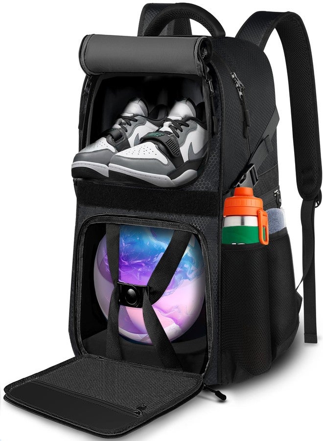 LOINTET Bowling Ball Bag - Single Ball Backpack with Shoe Bag, Up to Size 16, Padded Holder, Bowling Accessories Gift for Lovers/Players, Black - Image 1