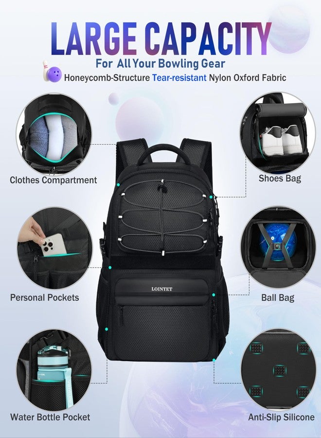 LOINTET Bowling Ball Bag - Single Ball Backpack with Shoe Bag, Up to Size 16, Padded Holder, Bowling Accessories Gift for Lovers/Players, Black - Image 4