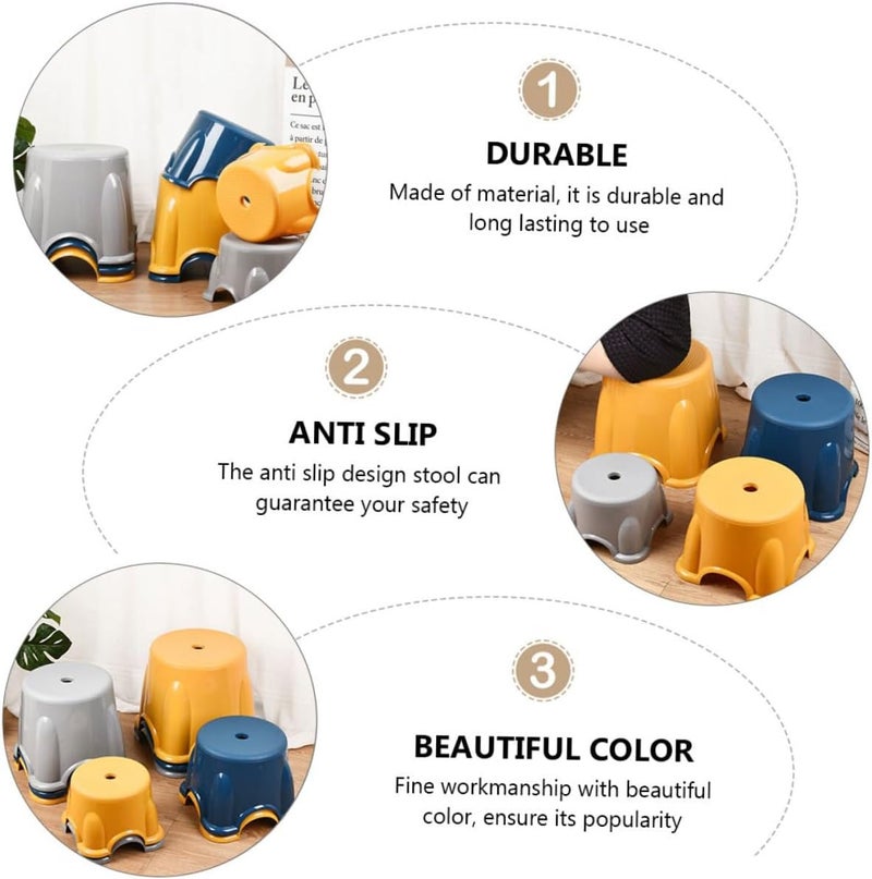 Thickened Large Non-Slip Plastic Stool Home Footstool Bathroom Step Stool 29x25 Cm Navy Blue - Image 4