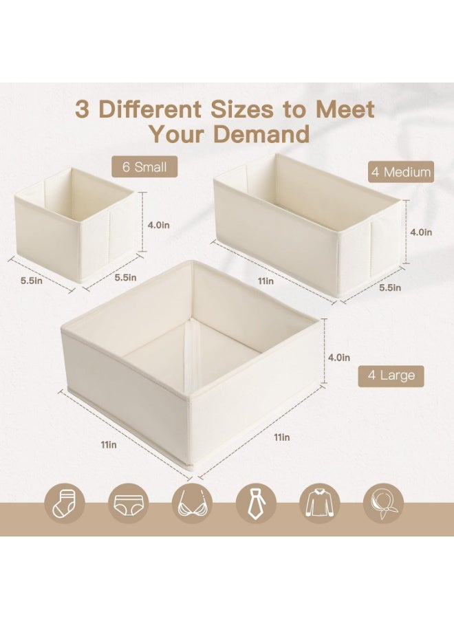 الدرج منظم الملابس، 14 حزمة منظم الملابس للأطفال، الملابس الداخلية، الجوارب- الخزانة القابلة للطي تنظيم وتخزين القسمات سلالات الحضانة وغرفة النوم والنزل (البيج) - Image 3