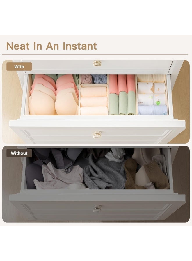 الدرج منظم الملابس، 14 حزمة منظم الملابس للأطفال، الملابس الداخلية، الجوارب- الخزانة القابلة للطي تنظيم وتخزين القسمات سلالات الحضانة وغرفة النوم والنزل (البيج) - Image 4