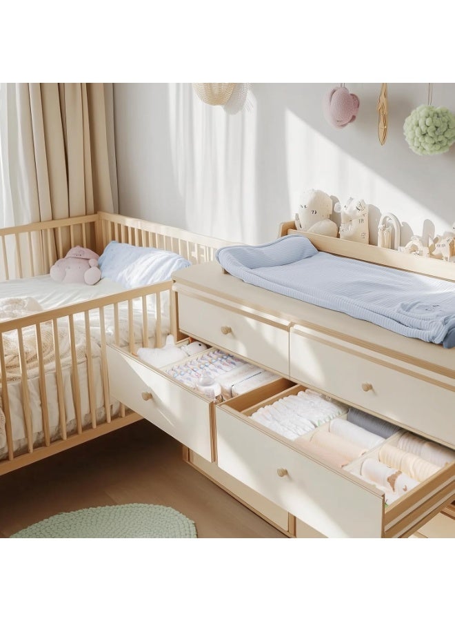 الدرج منظم الملابس، 14 حزمة منظم الملابس للأطفال، الملابس الداخلية، الجوارب- الخزانة القابلة للطي تنظيم وتخزين القسمات سلالات الحضانة وغرفة النوم والنزل (البيج) - Image 2