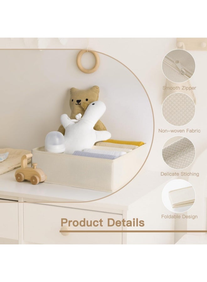 الدرج منظم الملابس، 14 حزمة منظم الملابس للأطفال، الملابس الداخلية، الجوارب- الخزانة القابلة للطي تنظيم وتخزين القسمات سلالات الحضانة وغرفة النوم والنزل (البيج) - Image 5