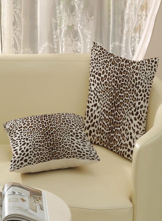 OFIRD Leopard Pillow Covers 18x18 Inches Pack of 2,Cheetah Print Brown Throw Pillow Covers Animal Skin Modern Pillowcase Decoration Farmhouse Decorative Linen Cushion Cover Decor for Home Couch Sofa - Image 4