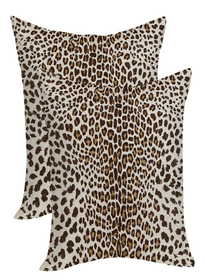OFIRD Leopard Pillow Covers 18x18 Inches Pack of 2,Cheetah Print Brown Throw Pillow Covers Animal Skin Modern Pillowcase Decoration Farmhouse Decorative Linen Cushion Cover Decor for Home Couch Sofa - Image 1