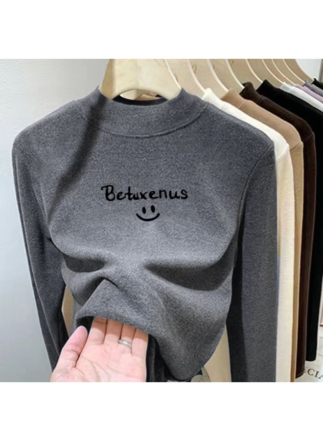 Children's Autumn And Winter German Velvet Long-sleeved T-shirt With Bottoming Shirt For Boys And Girls Baby 2025 Half Turtleneck Warm Top - Image 1