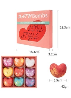 ZCM-HAPPY Box of 9 Heart Shaped Bath Salt Balls - Plant and Flower Scented Bath Bombs with Sea Salt Aromatherapy, Natural Moisturizing Bath Fizzies for Deep Skin Cleansing and Long Lasting Fragrance  - Image 2