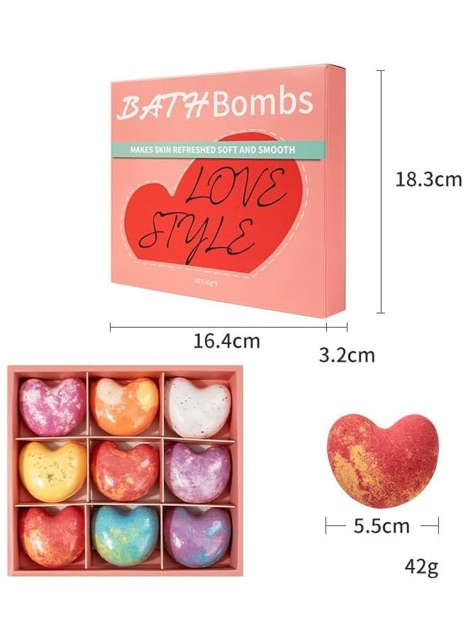 ZCM-HAPPY Box of 9 Heart Shaped Bath Salt Balls - Plant and Flower Scented Bath Bombs with Sea Salt Aromatherapy, Natural Moisturizing Bath Fizzies for Deep Skin Cleansing and Long Lasting Fragrance  - Image 2