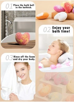 ZCM-HAPPY Box of 9 Heart Shaped Bath Salt Balls - Plant and Flower Scented Bath Bombs with Sea Salt Aromatherapy, Natural Moisturizing Bath Fizzies for Deep Skin Cleansing and Long Lasting Fragrance  - Image 4