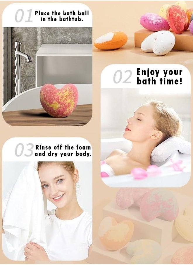 ZCM-HAPPY Box of 9 Heart Shaped Bath Salt Balls - Plant and Flower Scented Bath Bombs with Sea Salt Aromatherapy, Natural Moisturizing Bath Fizzies for Deep Skin Cleansing and Long Lasting Fragrance  - Image 4