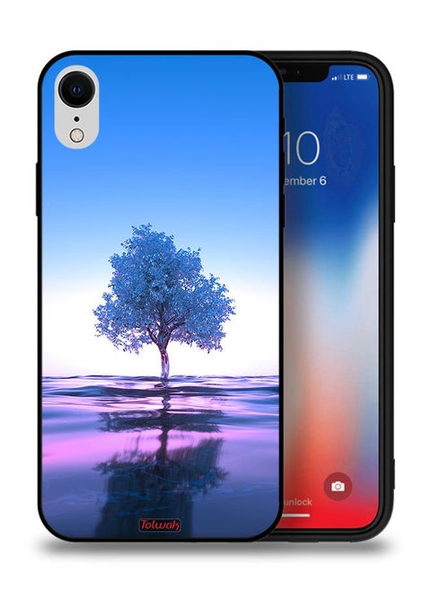Apple iPhone XR Protective Case Tree Neon Body Of Water Reflection Digital Art