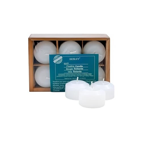 Hosley Set of 12 White Unscented Floating Candles Mini Candle Discs 1.6" Floating Candles for Centerpieces with Smokeless Cotton Wick Ideal Floating Candle for Weddings & Home Décor - Image 1
