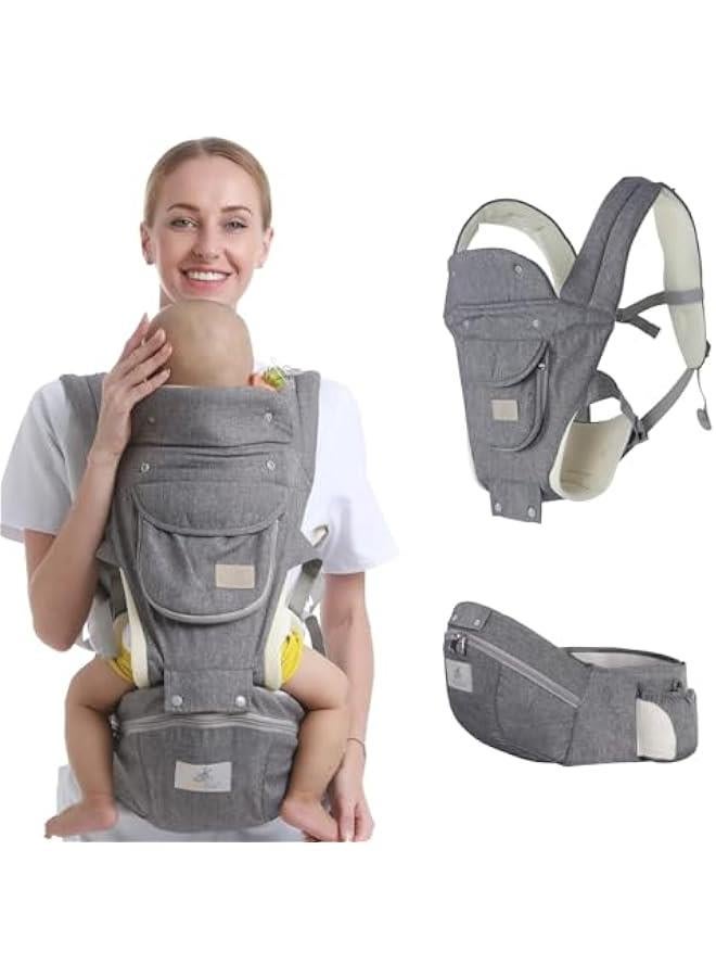 HOOKOR 6-in-1 Baby Hip Seat Carrier Baby Waist Stool for Child Ergonomic Infant Carrier with Hip Seat Kangaroo Bag Front and Back Baby Holder Carrier 3-36 Months - Image 3