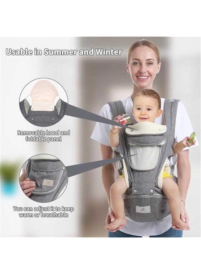 HOOKOR 6-in-1 Baby Hip Seat Carrier Baby Waist Stool for Child Ergonomic Infant Carrier with Hip Seat Kangaroo Bag Front and Back Baby Holder Carrier 3-36 Months - Image 5