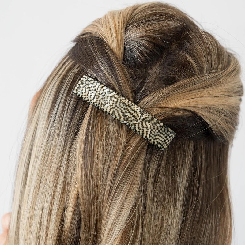 France Luxe Classic Rectangle Hair Barrette in Opera Silver - Image 3