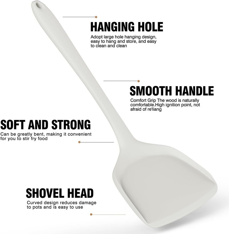 AOTHOD Silicone Cooking Utensils Set - 446°F Heat Resistant Silicone Kitchen Utensils,Spatula,Spoon, Kitchen Utensil Sets Gadgets Tools Set for Nonstick Cookware,Dishwasher Safe Bpa Free (Cream White) - Image 4