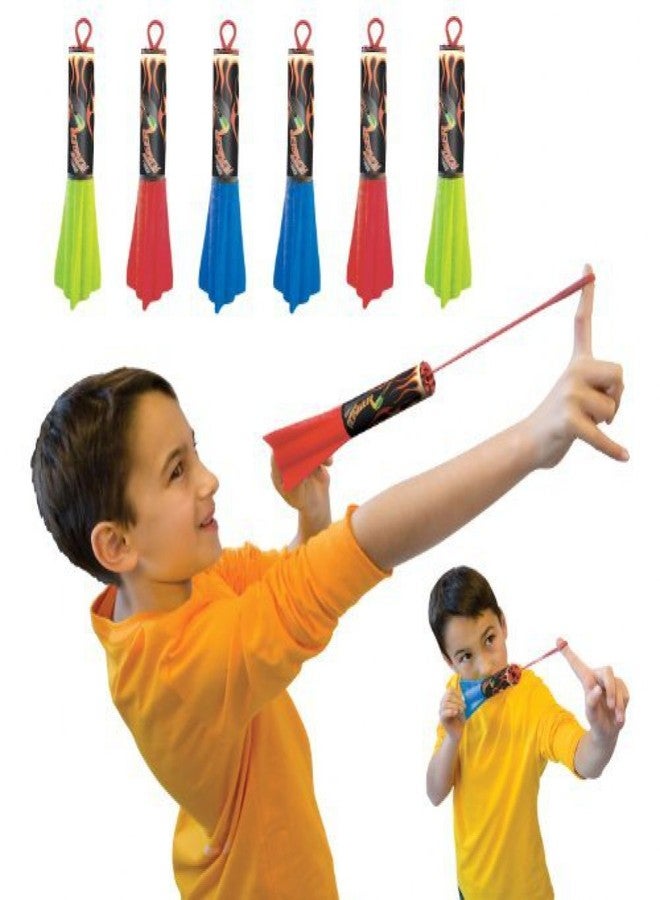 Geospace Pump Rocket Finger Flingers 3-Pack, Includes Total of 6 Rubberband Flying Foam Rockets - Image 1