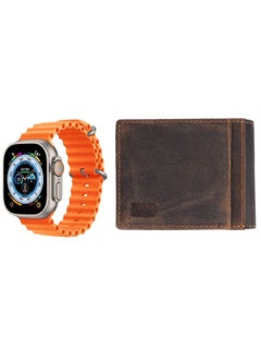 Fend Smart Watch Ultra With Two Set Strap and Genuine Leather Wallet Combo for Men's