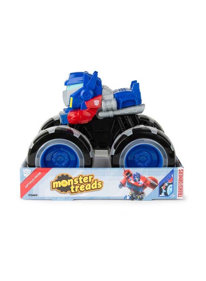 TOMY John Deere Transformers Optimus Prime Monster Treads Lightning Wheels Toy, Blue LED Light-Up Wheels, Durable Monster Truck for Creative Outdoor Play, For Boys & Girls of Ages 3+ - Image 1