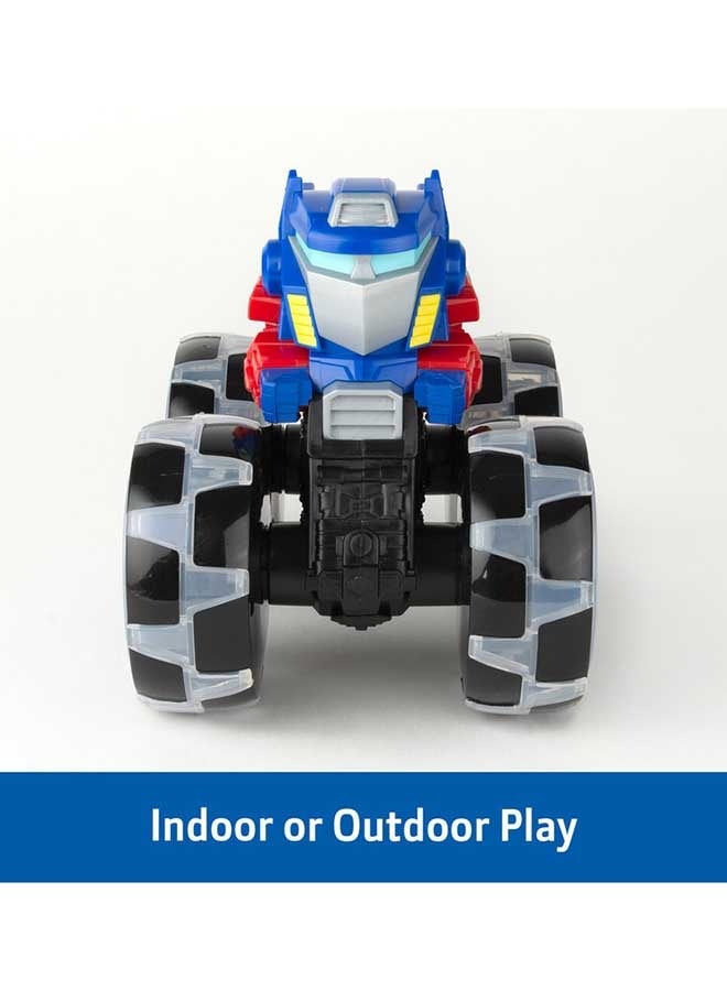 TOMY John Deere Transformers Optimus Prime Monster Treads Lightning Wheels Toy, Blue LED Light-Up Wheels, Durable Monster Truck for Creative Outdoor Play, For Boys & Girls of Ages 3+ - Image 3