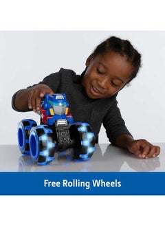 TOMY John Deere Transformers Optimus Prime Monster Treads Lightning Wheels Toy, Blue LED Light-Up Wheels, Durable Monster Truck for Creative Outdoor Play, For Boys & Girls of Ages 3+  - Image 4