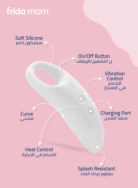 Frida Mom 2-in-1 Lactation Massager with Heat – Vibrating Breast Care Tool  for Improved Milk Flow, Clog Prevention, USB Rechargeable, Water-Resistant  | Best Price UAE
