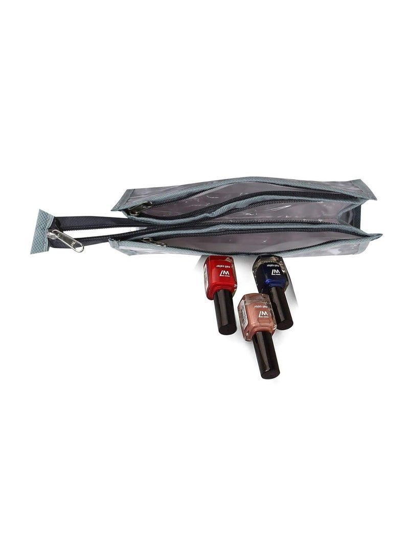 atorakushon® Grey Fabric Multipurpose Make Up Pouch Jewellery Cosmetic Organizer Necklace Pouches For Women Set of 3 - Image 2