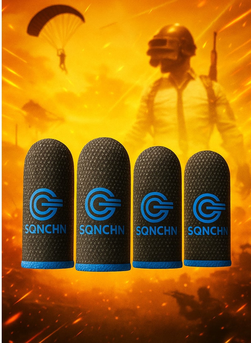 إس كيو إن سي إتش إن ٢ زوج من أكمام إصبع الألعاب – ألياف فضية فائقة الرقة، قابلة للتنفس، مقاومة للعرق، بدون درز، لألعاب الهاتف مثل ببجي، فري فاير، كول أوف ديوتي، King Glory (Honor of Kings) (٤ قطع) - Image 1