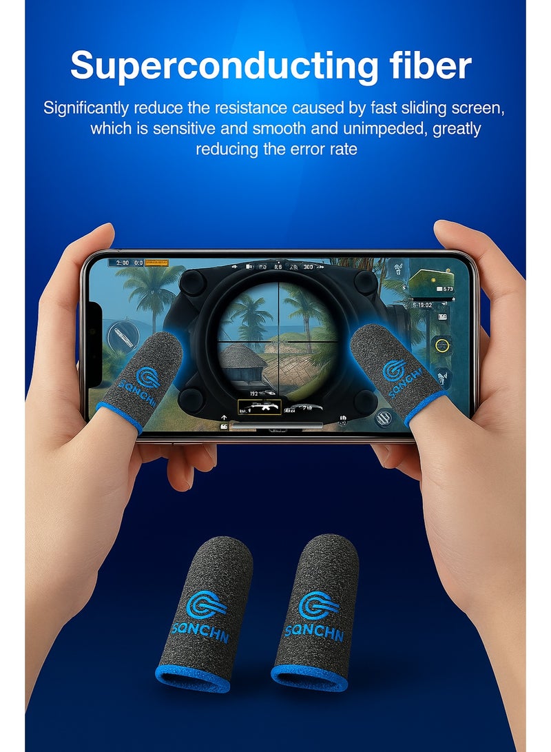 إس كيو إن سي إتش إن ٢ زوج من أكمام إصبع الألعاب – ألياف فضية فائقة الرقة، قابلة للتنفس، مقاومة للعرق، بدون درز، لألعاب الهاتف مثل ببجي، فري فاير، كول أوف ديوتي، King Glory (Honor of Kings) (٤ قطع) - Image 4