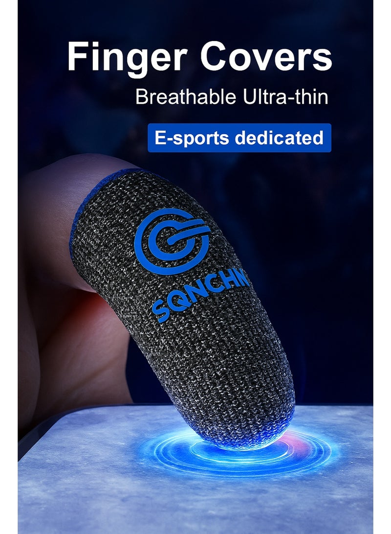 إس كيو إن سي إتش إن ٢ زوج من أكمام إصبع الألعاب – ألياف فضية فائقة الرقة، قابلة للتنفس، مقاومة للعرق، بدون درز، لألعاب الهاتف مثل ببجي، فري فاير، كول أوف ديوتي، King Glory (Honor of Kings) (٤ قطع) - Image 5