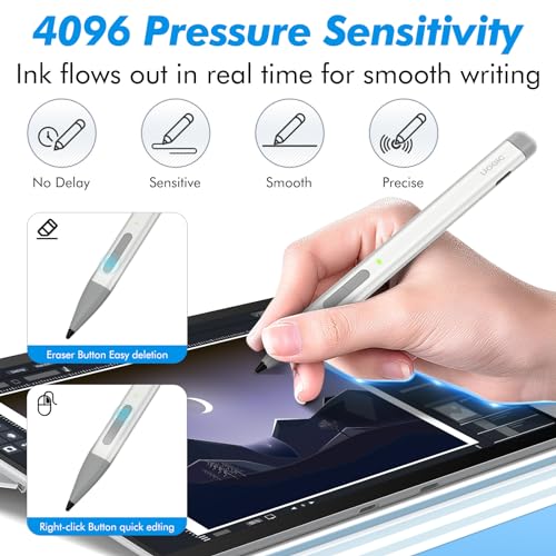 Uogic Slim Pen 2 for Surface, with 4096 Pressure, Erase & Right-Click, Palm Rejection for Surface Pro (4th/5th/6th/7th/7+/8th/9th/10th Gen), Surface Duo (1st/2nd Gen), Surface Book (1st/2nd/3rd Gen) - Image 4