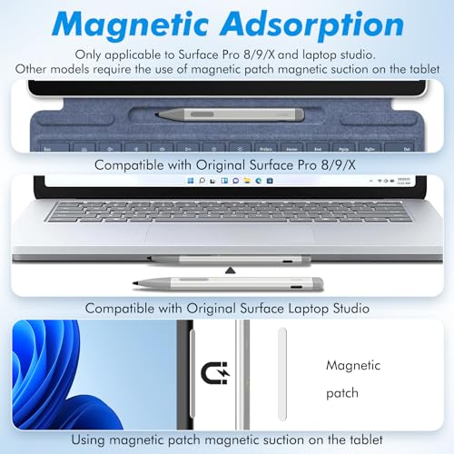 Uogic Slim Pen 2 for Surface, with 4096 Pressure, Erase & Right-Click, Palm Rejection for Surface Pro (4th/5th/6th/7th/7+/8th/9th/10th Gen), Surface Duo (1st/2nd Gen), Surface Book (1st/2nd/3rd Gen) - Image 3
