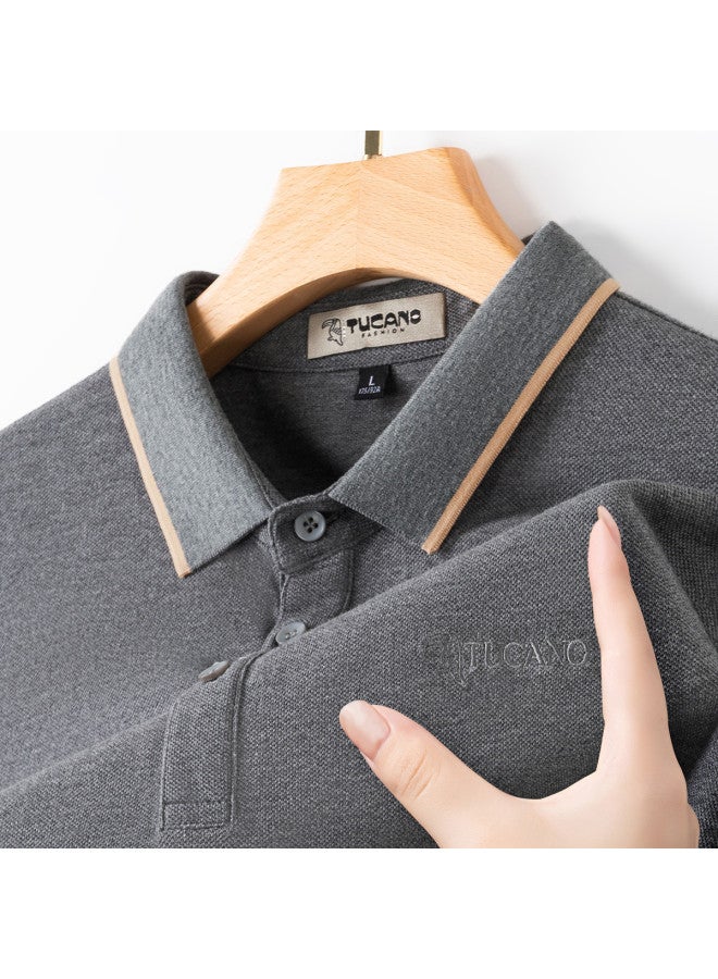 Tucano 7a Antibacterial + 100% Cotton Collar Business Casual Long Sleeve Polo Shirt For Men (spring/autumn Style) - Image 3
