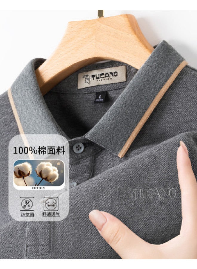 Tucano 7a Antibacterial + 100% Cotton Collar Business Casual Long Sleeve Polo Shirt For Men (spring/autumn Style) - Image 1