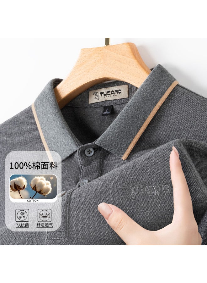 Tucano 7a Antibacterial + 100% Cotton Collar Business Casual Long Sleeve Polo Shirt For Men (spring/autumn Style) - Image 2