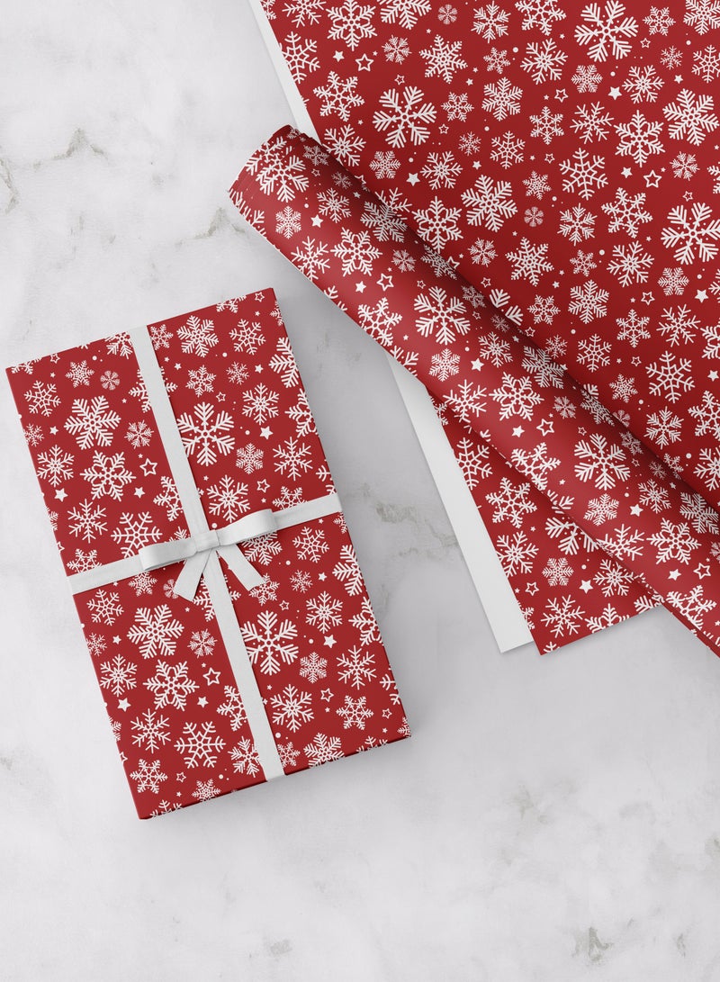 Share the Love Snowflakes, Red, Christmas Gift Wrapping Paper - Image 1