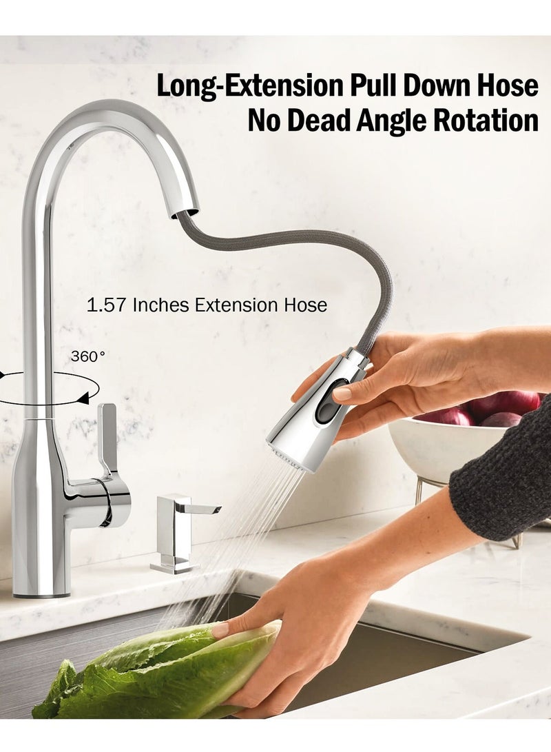 Jomoo 360° Rotating Kitchen Faucet with 2 Sprayer Modes, Water Saving Sink Tap, Chrome - Image 4