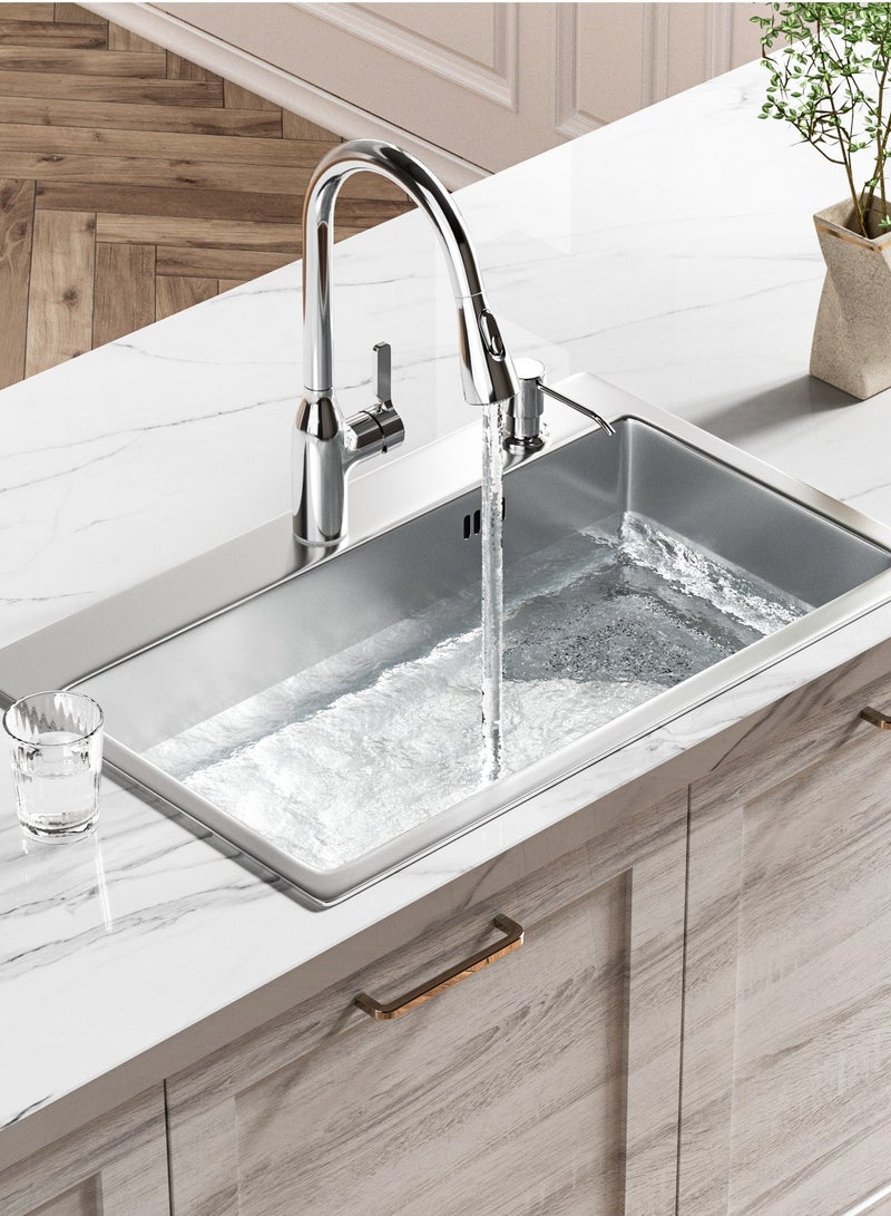 Jomoo 360° Rotating Kitchen Faucet with 2 Sprayer Modes, Water Saving Sink Tap, Chrome - Image 2