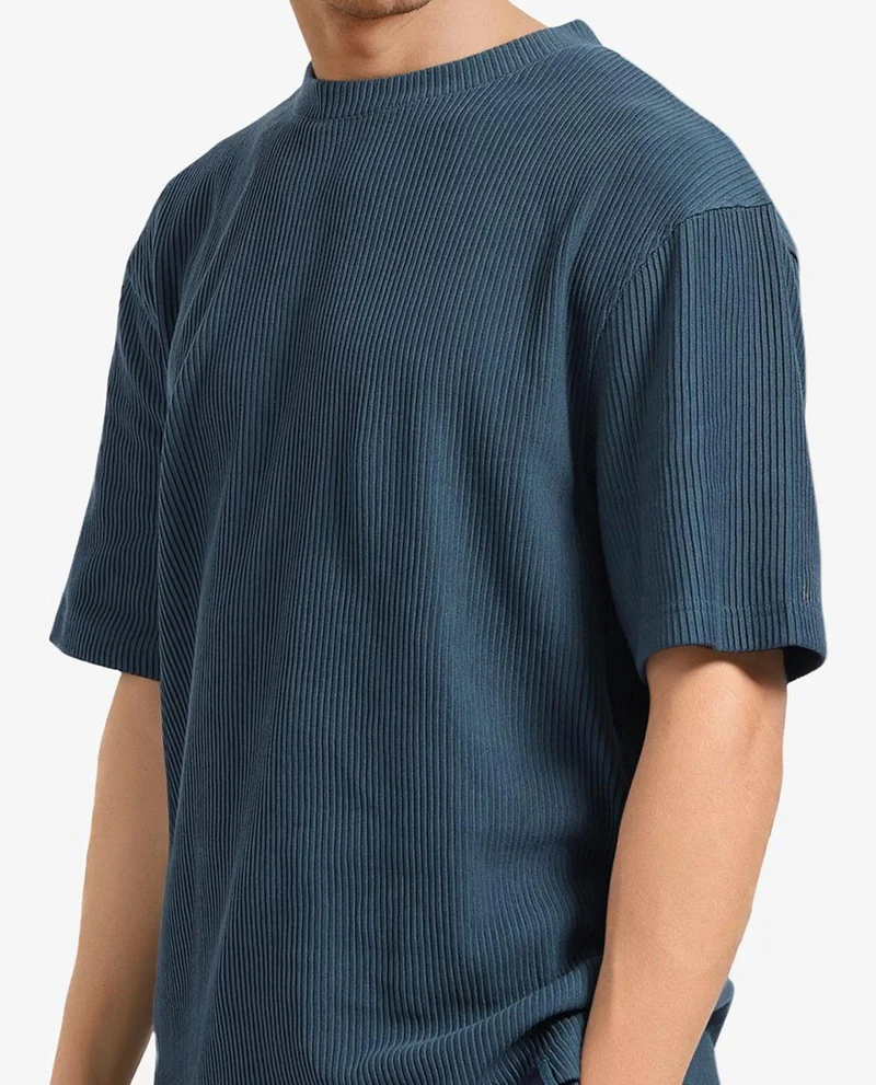 Rare Rabbit Men's Oversized Solid Textured T-Shirt
