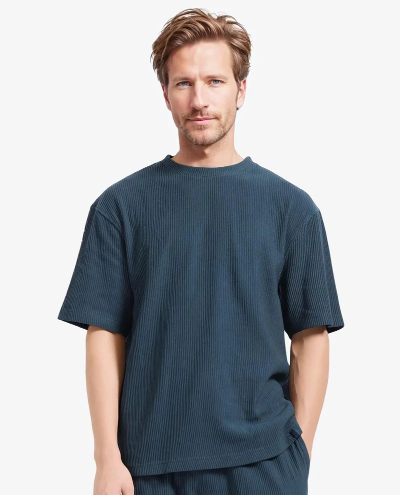 Rare Rabbit Men's Oversized Solid Textured T-Shirt