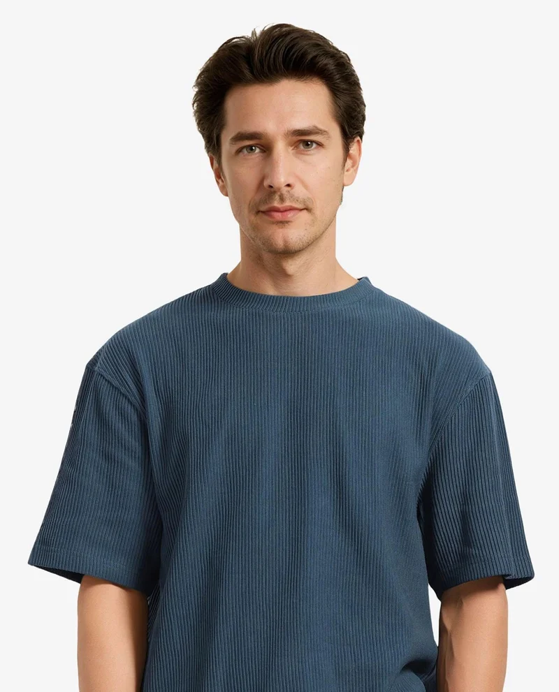 Rare Rabbit Men's Oversized Solid Textured T-Shirt