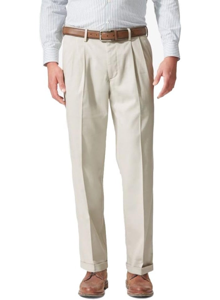 Dockers Men's Relaxed Fit Comfort Pants-Pleated, Porcelain Khaki, 36W x 32L - Image 1