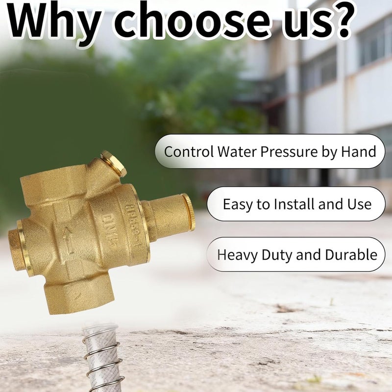 Eujgoov DN15 1/2" Water Pressure Reducing Valve, Light Brass Pressure Control Valve for Factory Pipeline Protection - Image 5