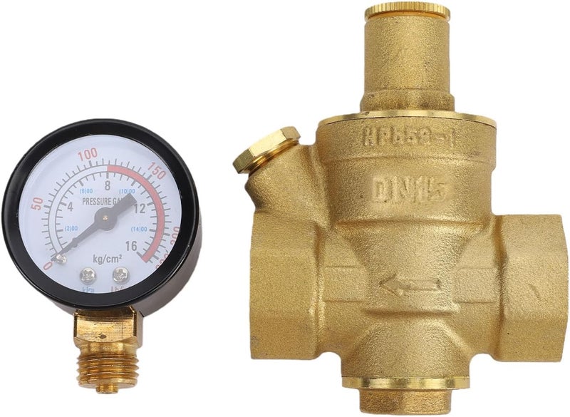 Eujgoov DN15 1/2" Water Pressure Reducing Valve, Light Brass Pressure Control Valve for Factory Pipeline Protection - Image 1