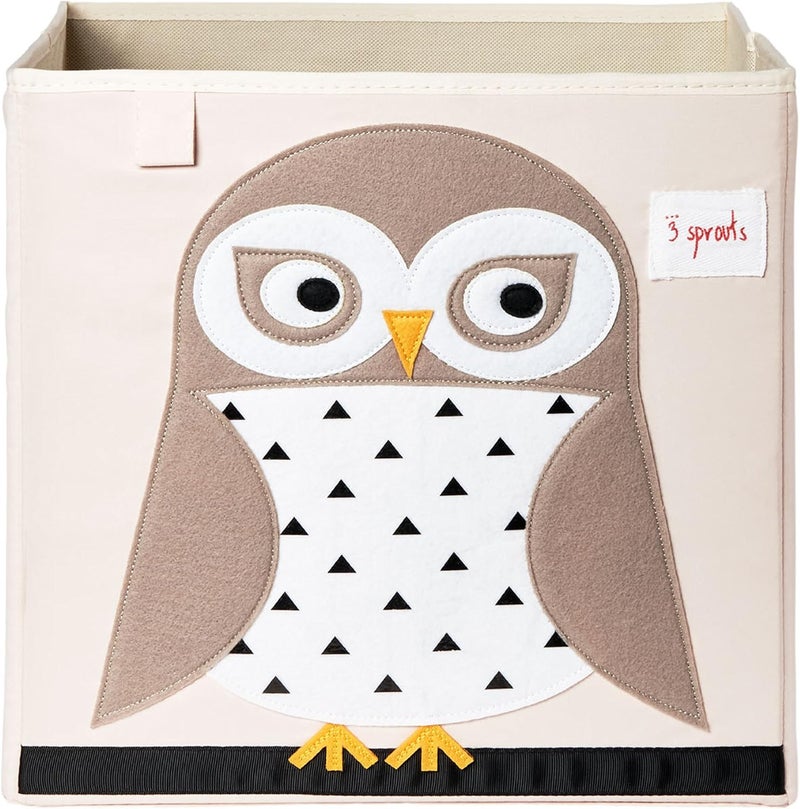 3 Sprouts Cube Storage Box - Organizer Container for Kids & Toddlers, Owl - Image 1