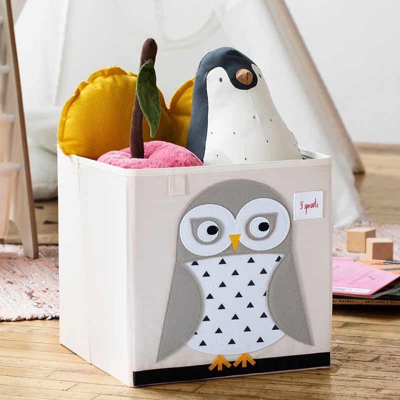 3 Sprouts Cube Storage Box - Organizer Container for Kids & Toddlers, Owl - Image 5