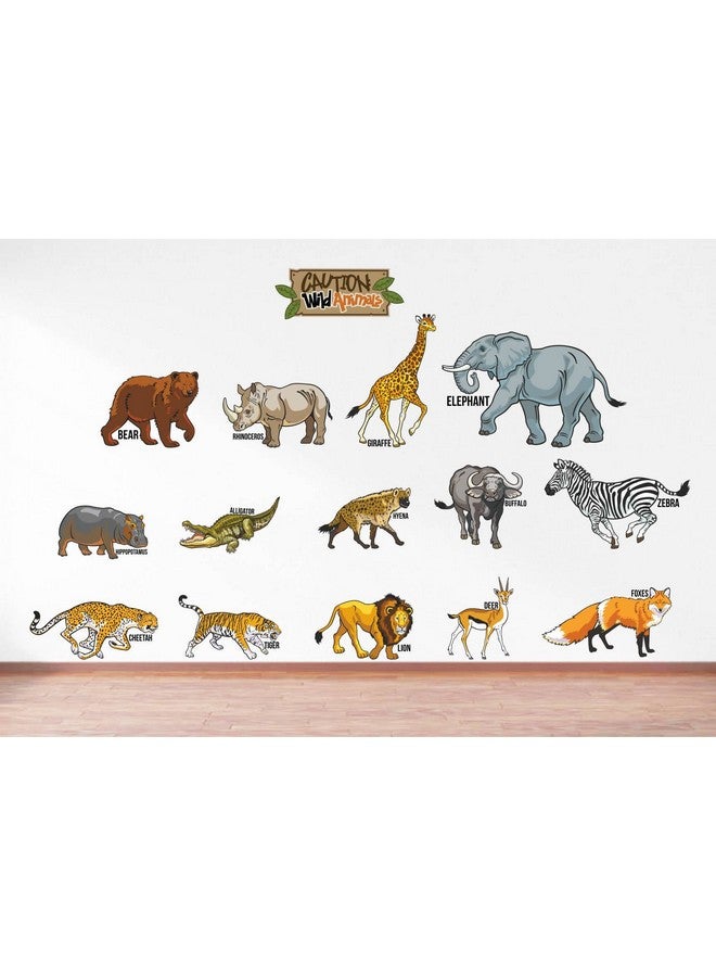 Rawpockets Rawpockets 'Caution Wild Animals - Kids Room ' Wall Sticker (PVC Vinyl, 120 cm x 60cm)  - Image 1