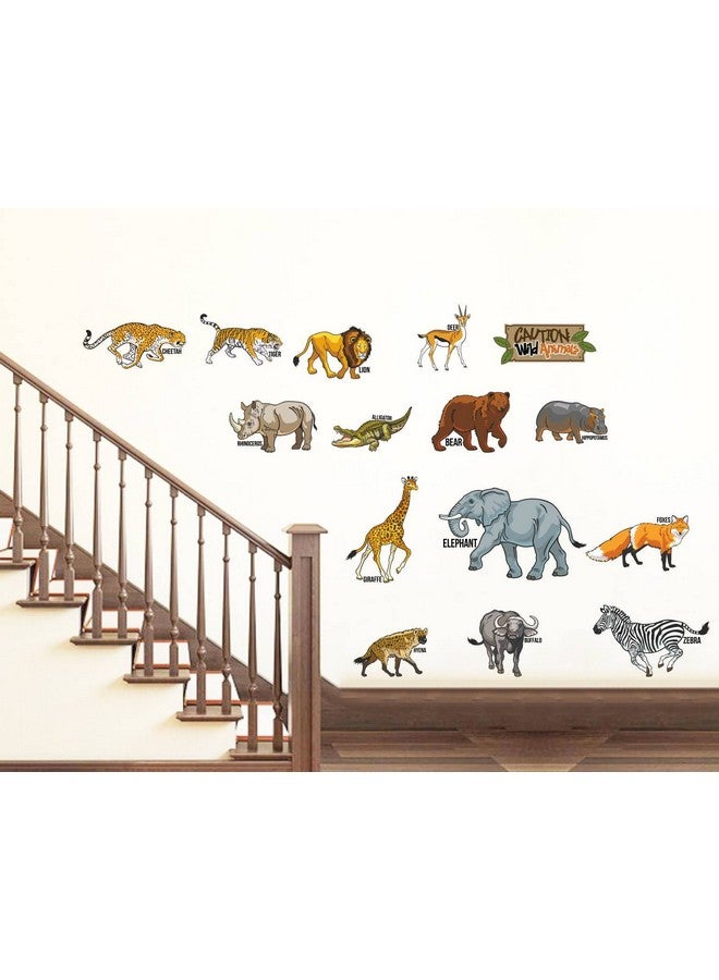 Rawpockets Rawpockets 'Caution Wild Animals - Kids Room ' Wall Sticker (PVC Vinyl, 120 cm x 60cm)  - Image 2