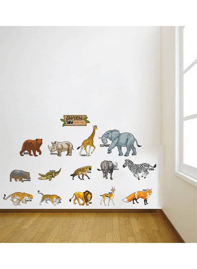 Rawpockets Rawpockets 'Caution Wild Animals - Kids Room ' Wall Sticker (PVC Vinyl, 120 cm x 60cm)  - Image 3